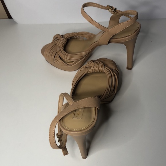 Antonio Melani Knotted Strap High Heels Genuine Leather Size 6 Nude - Picture 4 of 7
